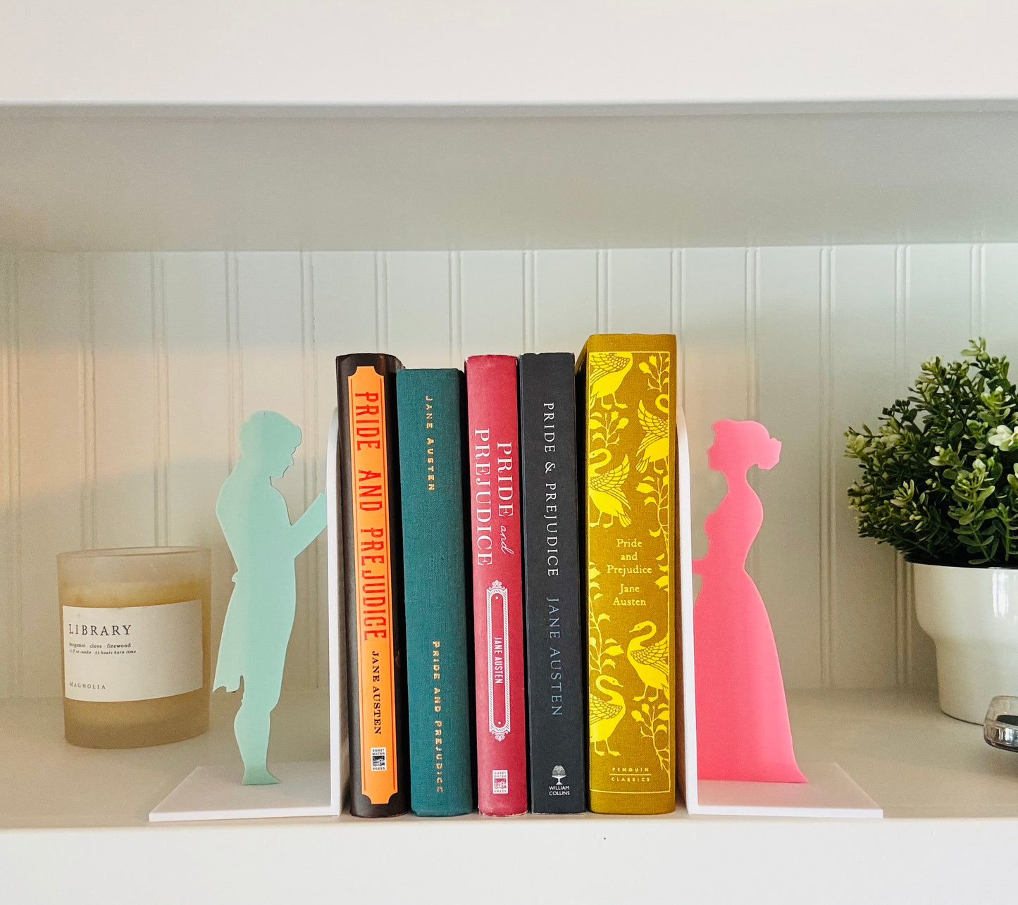 Pride and Prejudice Bookends | Literary Decor | Book Lover Gift | Regency Style Bookends | Elizabeth and Darcy Silhouette Bookends |BookNook