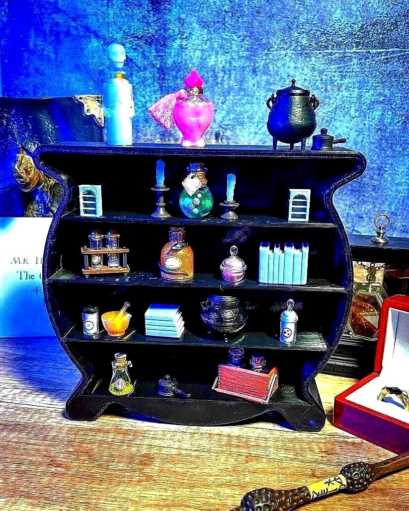 CAULDRON SHELF| Mini’s Shelf|Halloween Decor|Bookend|Wizard Shelf|Mini Display