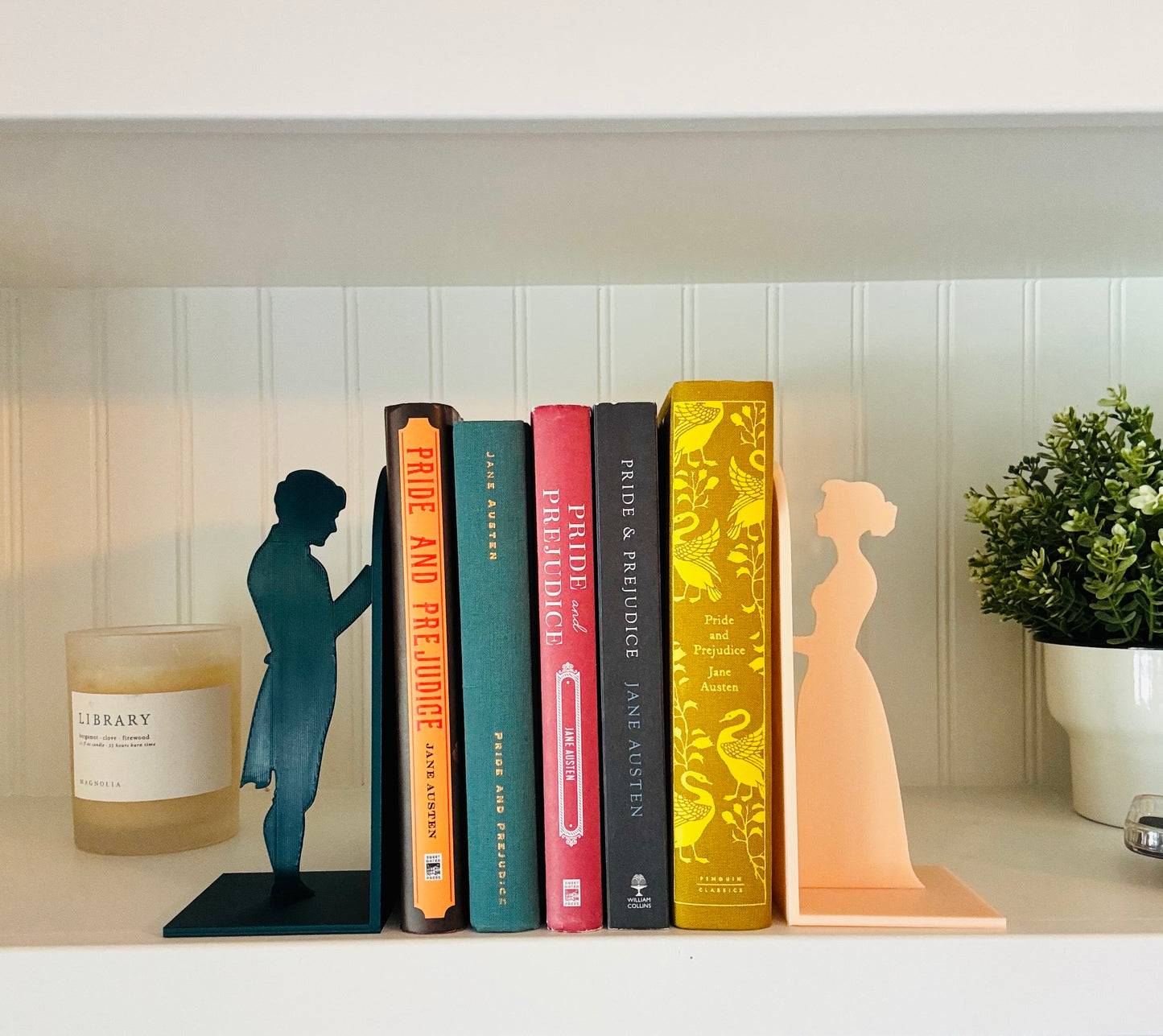 Pride and Prejudice Bookends | Literary Decor | Book Lover Gift | Regency Style Bookends | Elizabeth and Darcy Silhouette Bookends |BookNook