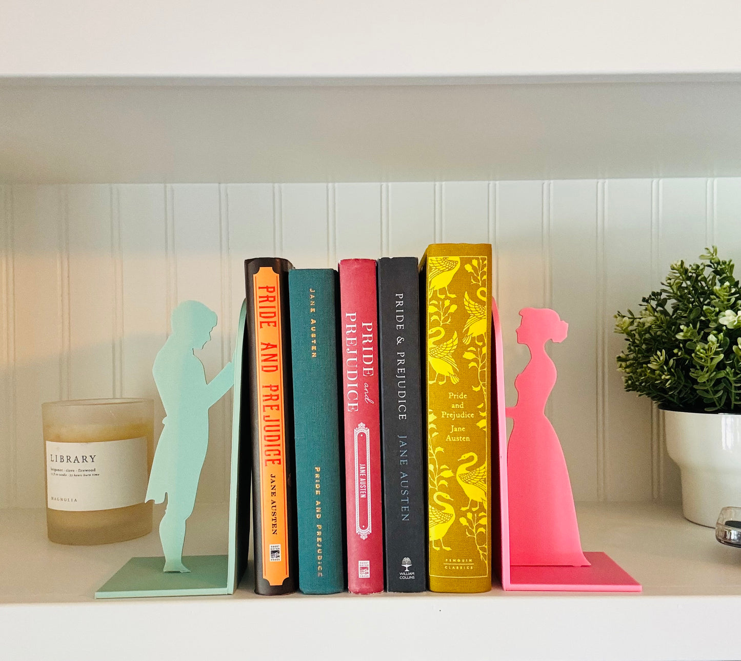 Pride and Prejudice Bookends | Literary Decor | Book Lover Gift | Regency Style Bookends | Elizabeth and Darcy Silhouette Bookends |BookNook