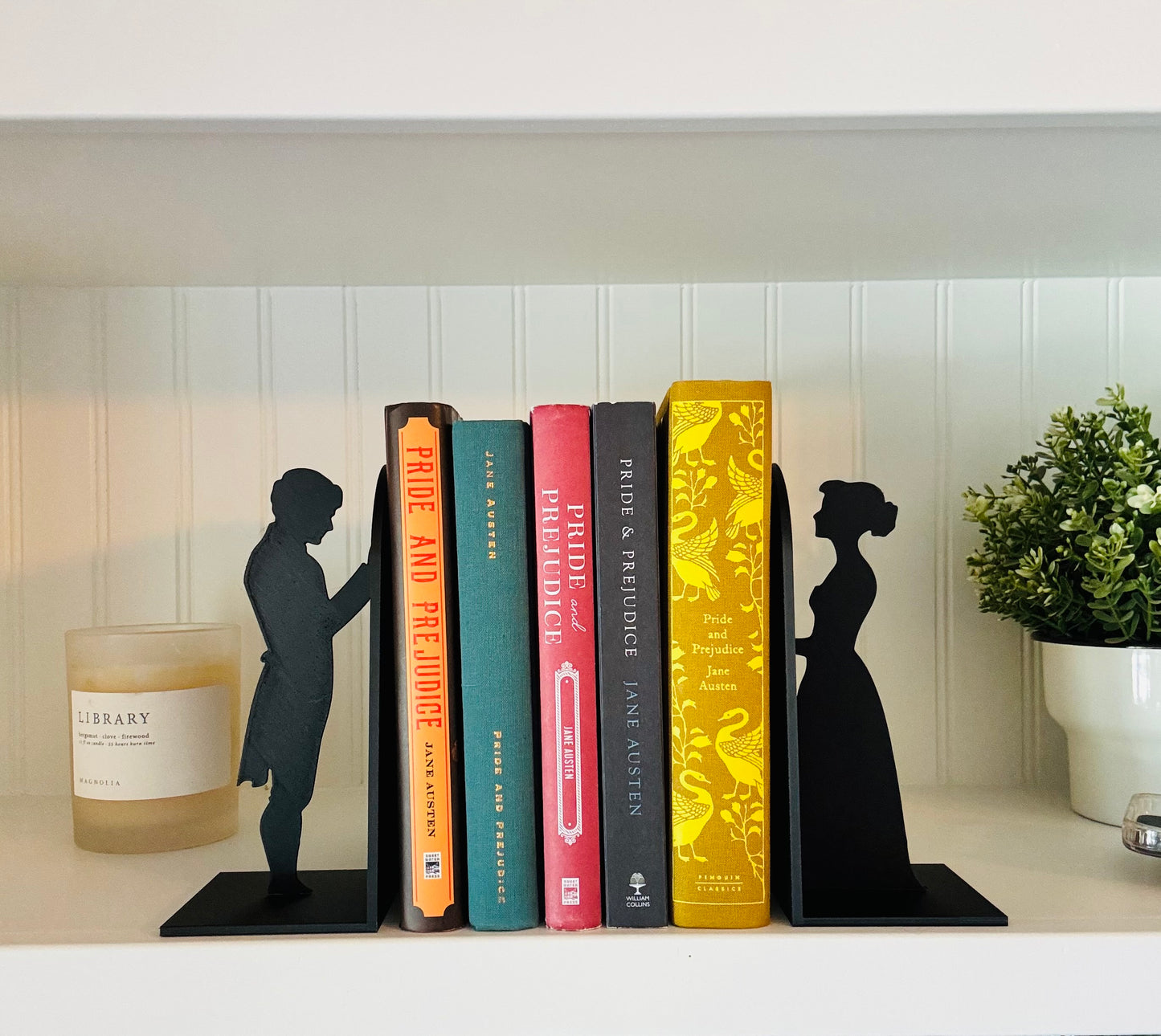 Pride and Prejudice Bookends | Literary Decor | Book Lover Gift | Regency Style Bookends | Elizabeth and Darcy Silhouette Bookends |BookNook