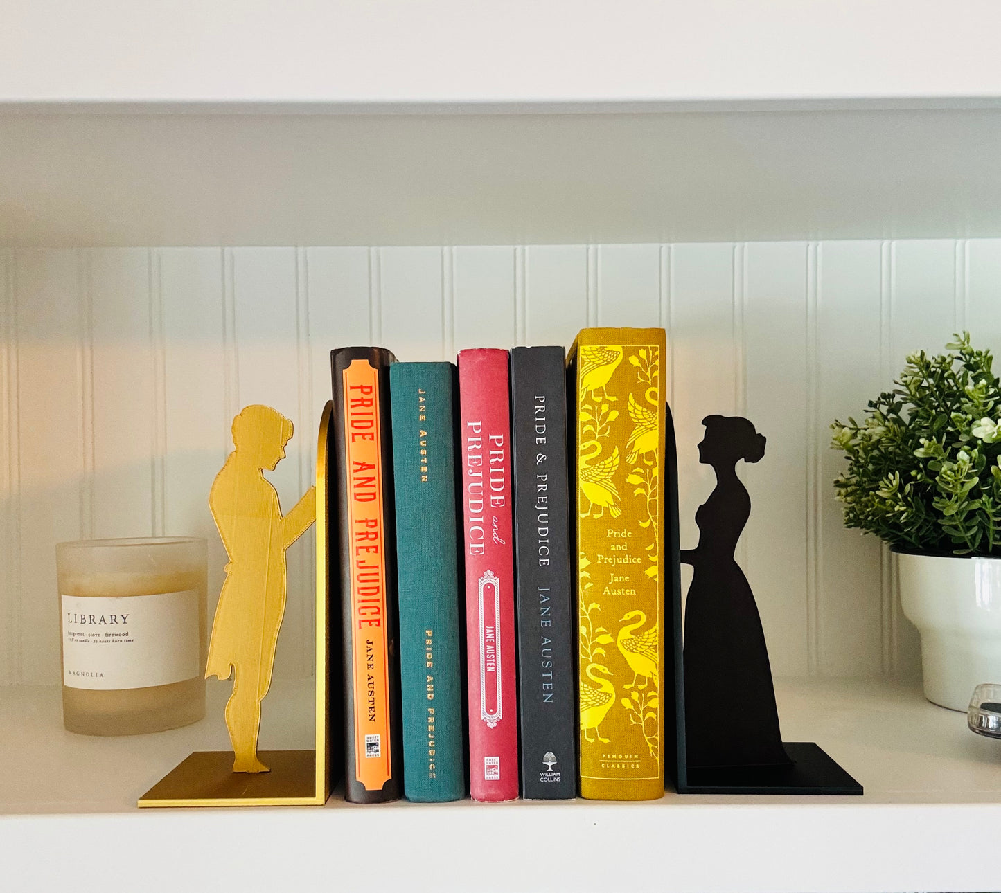 Pride and Prejudice Bookends | Literary Decor | Book Lover Gift | Regency Style Bookends | Elizabeth and Darcy Silhouette Bookends |BookNook
