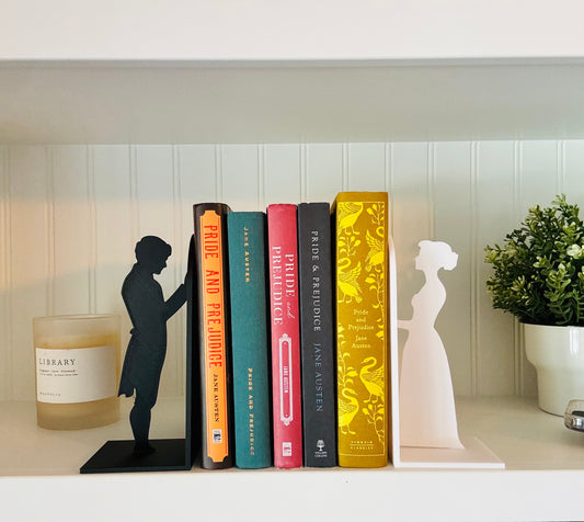 Pride and Prejudice Bookends | Literary Decor | Book Lover Gift | Regency Style Bookends | Elizabeth and Darcy Silhouette Bookends |BookNook