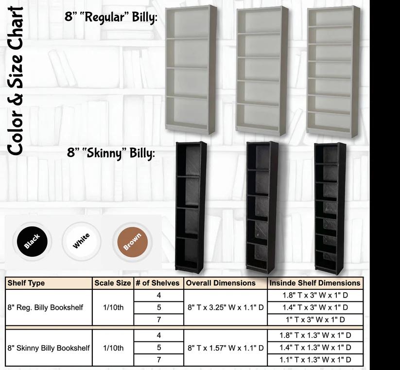 Mini Billy Bookcase l 8in tall | Mini Bookshelf l Bookend | 1/12th Scale Replica Bookshelf | Miniature