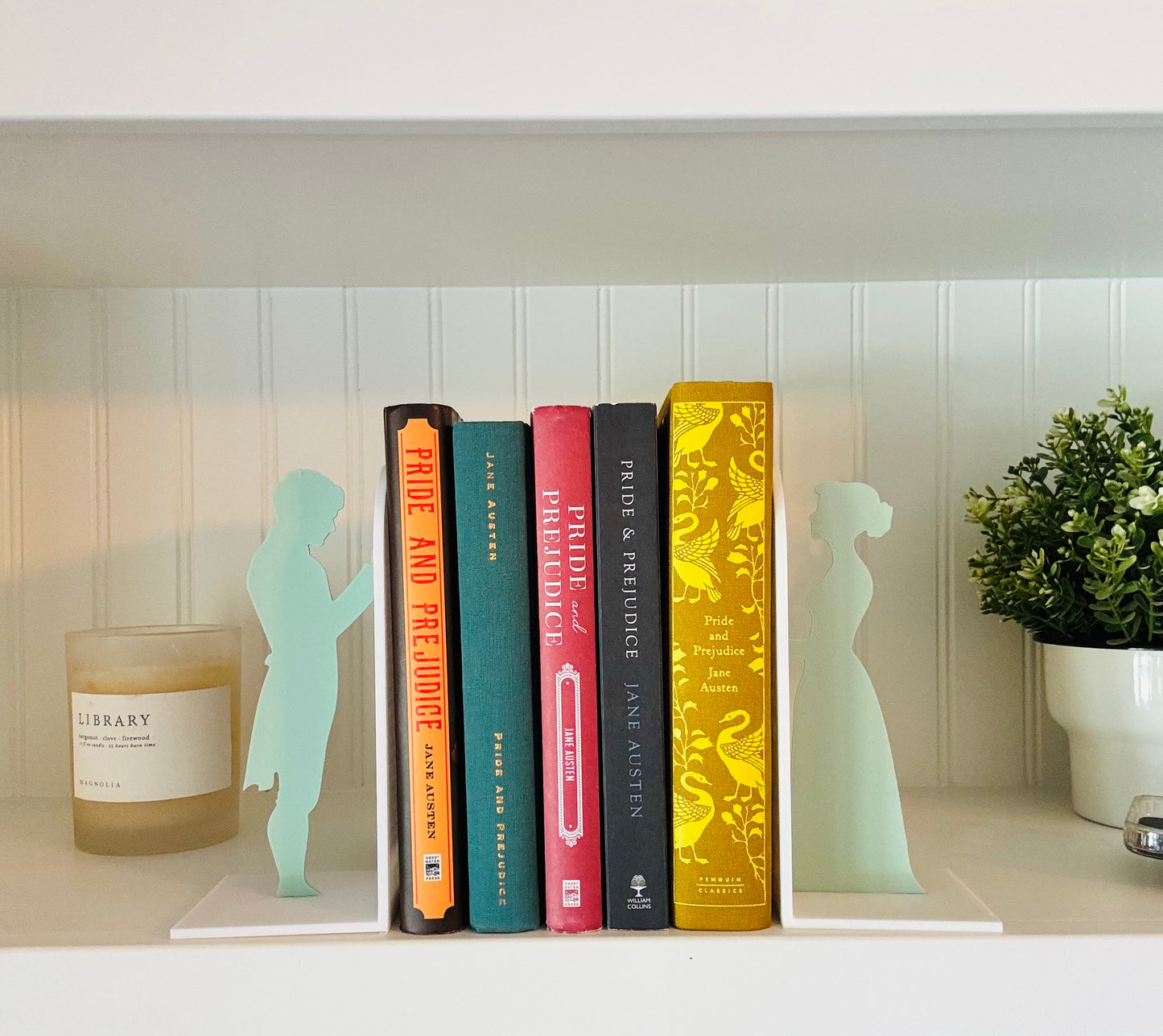 Pride and Prejudice Bookends | Literary Decor | Book Lover Gift | Regency Style Bookends | Elizabeth and Darcy Silhouette Bookends |BookNook