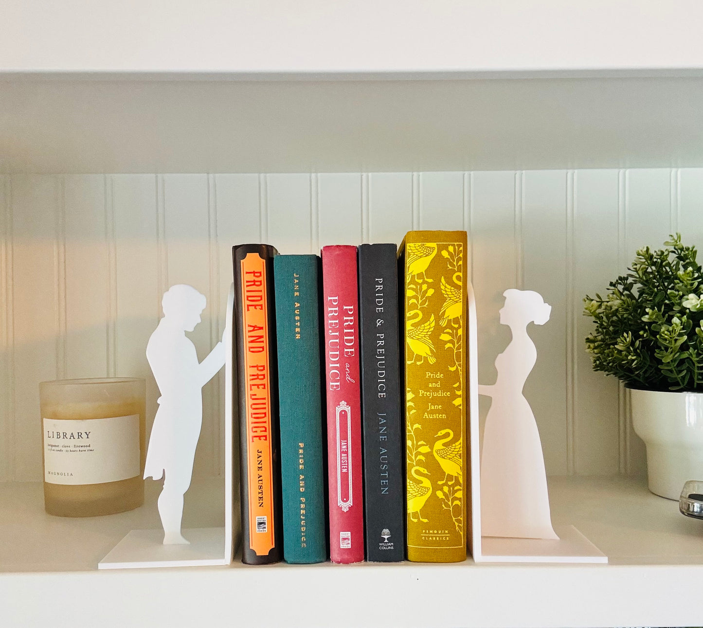 Pride and Prejudice Bookends | Literary Decor | Book Lover Gift | Regency Style Bookends | Elizabeth and Darcy Silhouette Bookends |BookNook