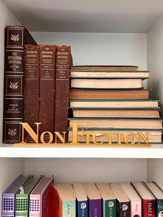GOLD LIBRARY LEGENDS | Genre Signs | Bookshelf Signs | Bookish Gifts | Book Label| Reading | Bookshelf Labels | Book words