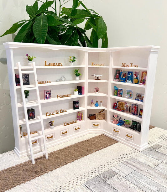 1/6 scale Mini Library | Mini bookshelf | Mini books | Mini Book Display