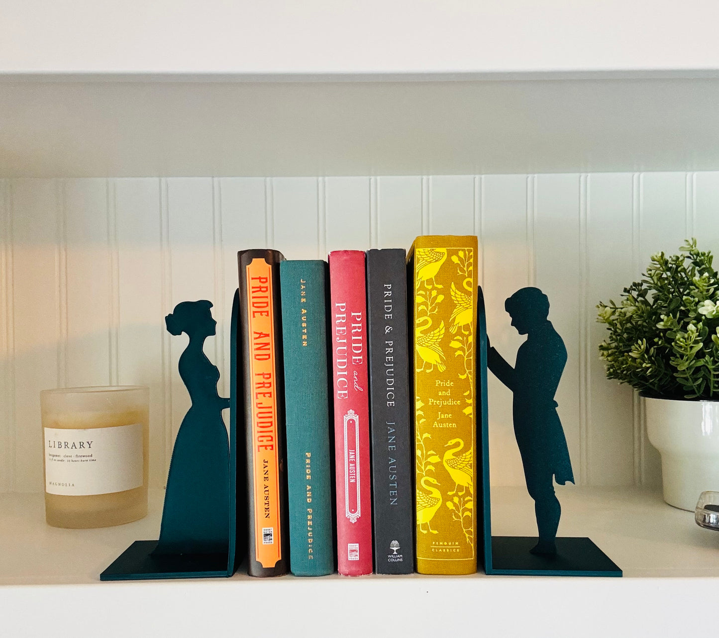 Pride and Prejudice Bookends | Literary Decor | Book Lover Gift | Regency Style Bookends | Elizabeth and Darcy Silhouette Bookends |BookNook