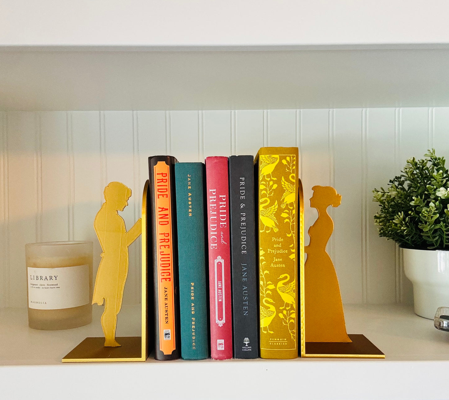 Pride and Prejudice Bookends | Literary Decor | Book Lover Gift | Regency Style Bookends | Elizabeth and Darcy Silhouette Bookends |BookNook