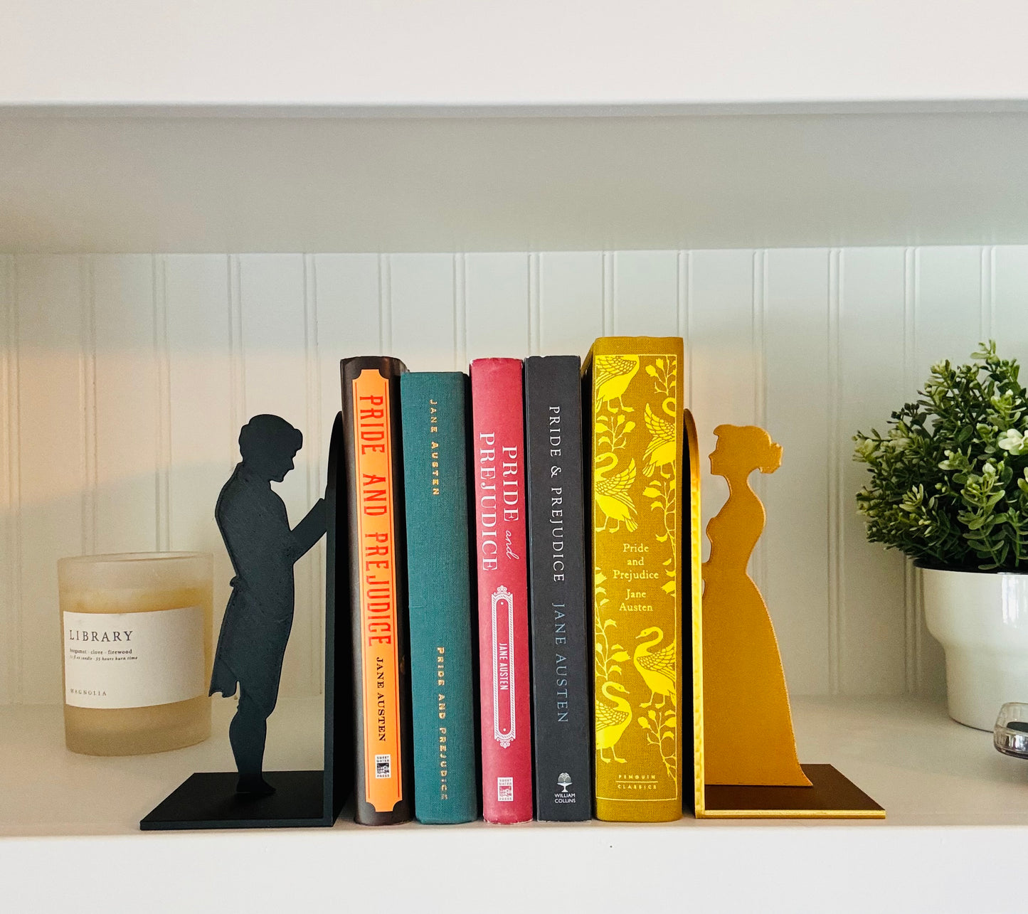 Pride and Prejudice Bookends | Literary Decor | Book Lover Gift | Regency Style Bookends | Elizabeth and Darcy Silhouette Bookends |BookNook