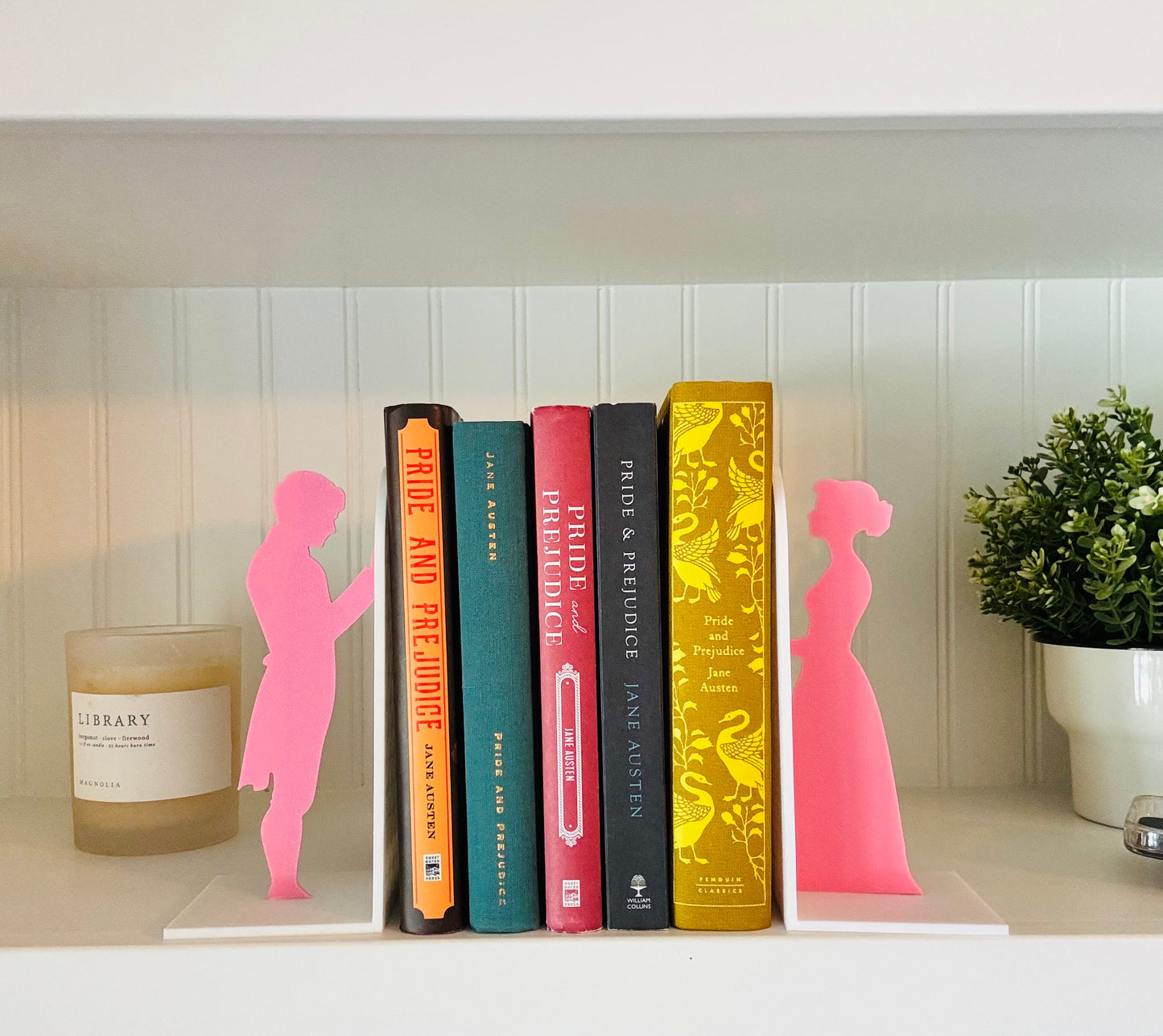 Pride and Prejudice Bookends | Literary Decor | Book Lover Gift | Regency Style Bookends | Elizabeth and Darcy Silhouette Bookends |BookNook