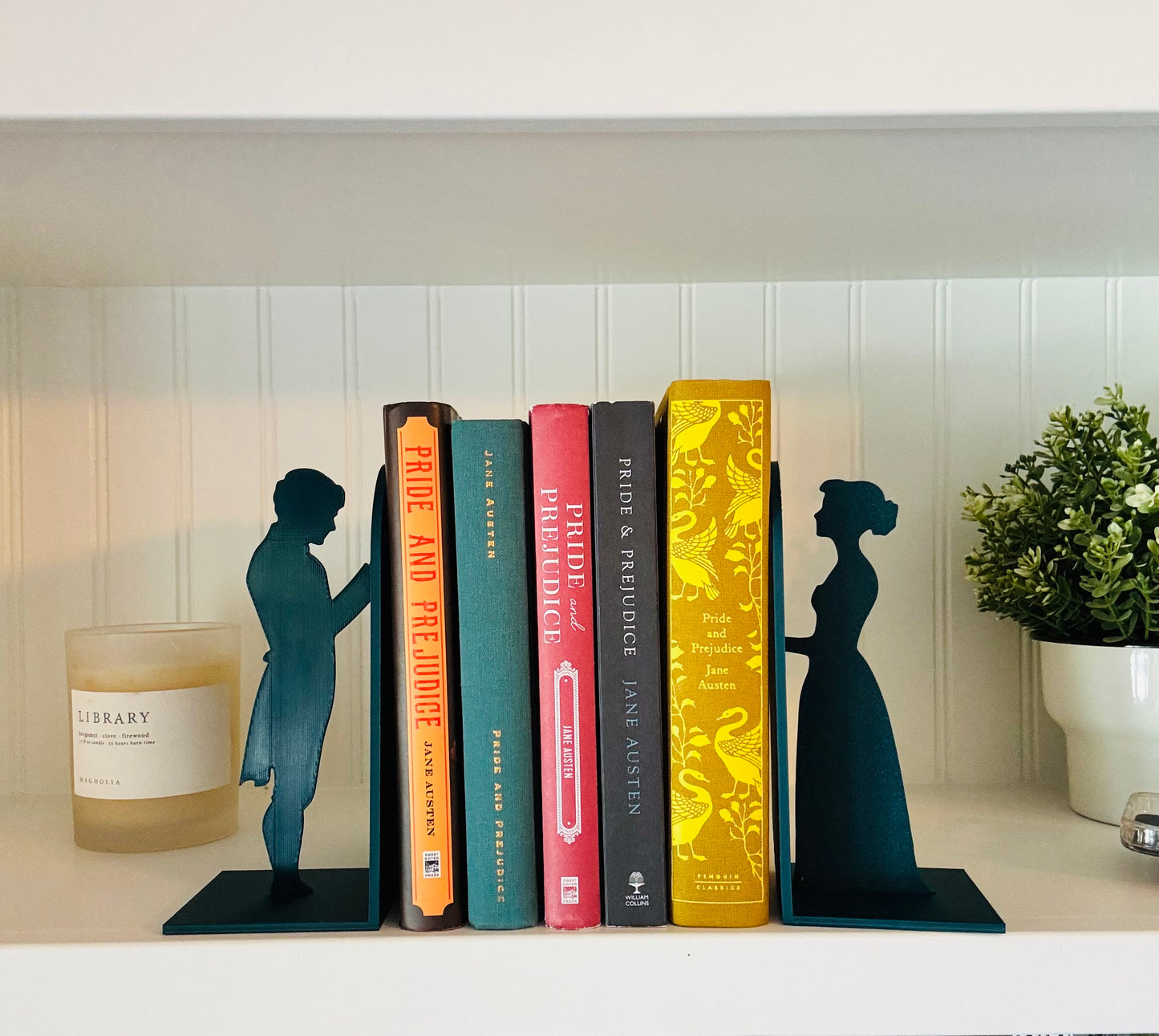 Pride and Prejudice Bookends | Literary Decor | Book Lover Gift | Regency Style Bookends | Elizabeth and Darcy Silhouette Bookends |BookNook