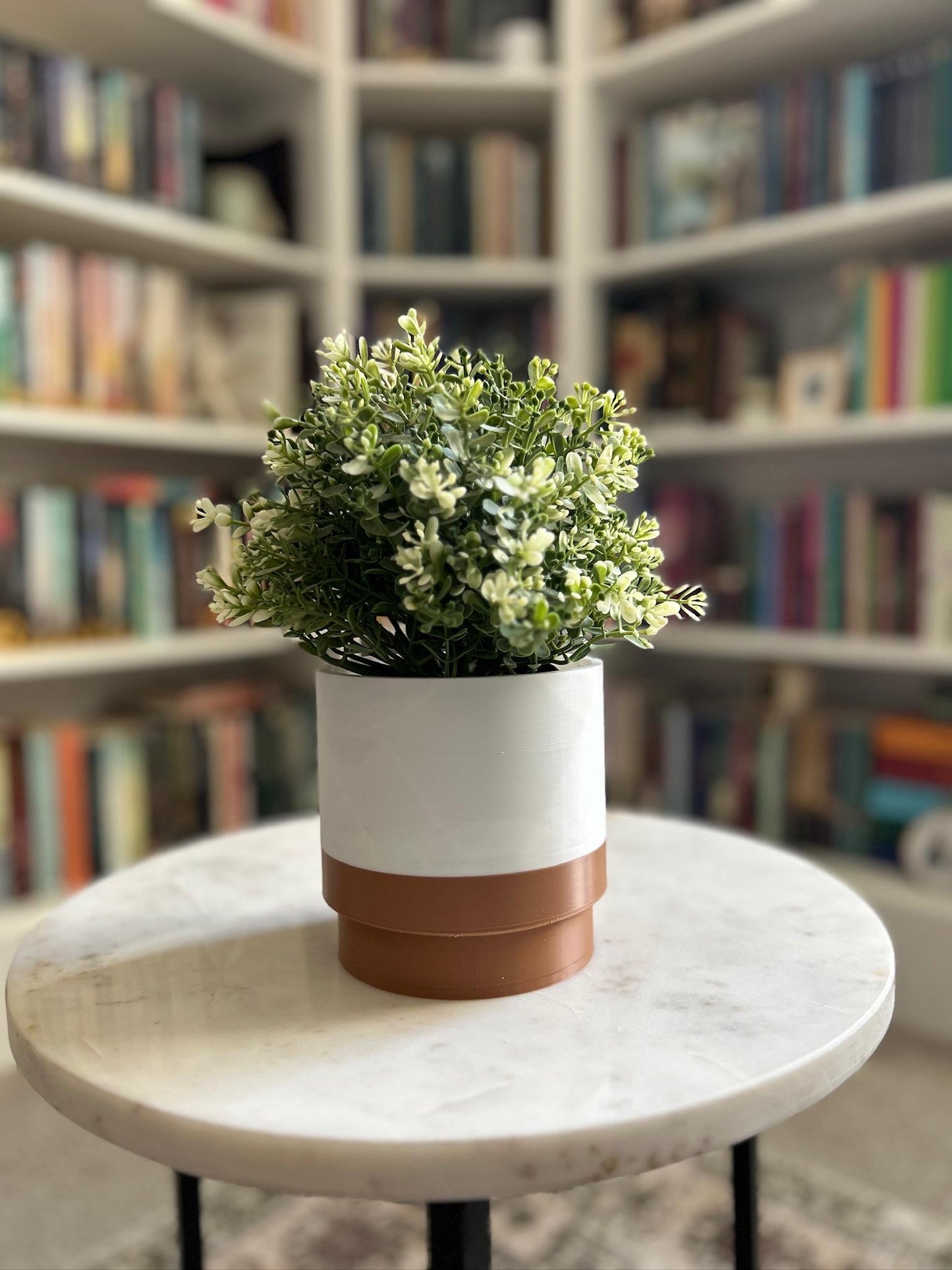 5” INDOOR PLANTER & SAUCER|Drainage Hole|Plant Pot Drip Tray|Water Wick|Decorative Planter|Indoor Plants|2 Tone Pot|Plant Pot|Custom Pot
